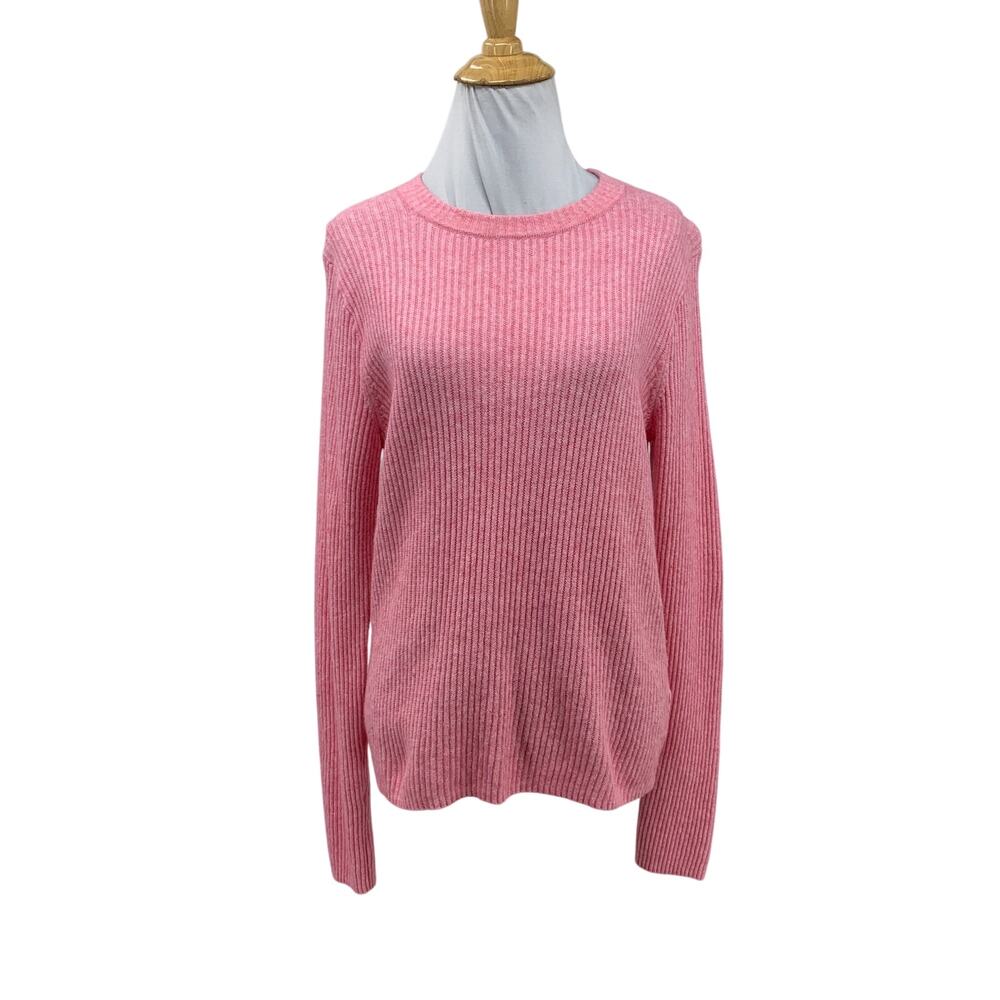 J Crew Sweater Womens L Large Bubble Gum Ribbed Crewneck Wool Blend Pullover